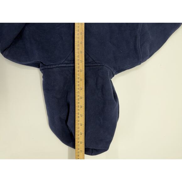 Tommy Hilfiger Womens Jacket Size Large Navy Blue Zip Up Fuzzy Logo Hooded - Picture 8 of 10